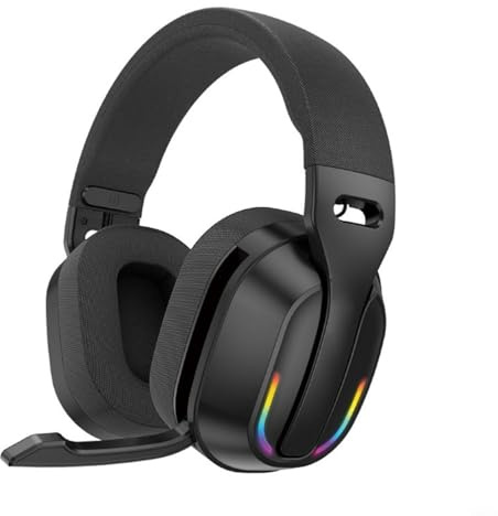 Wireless RGB Gaming Headphones Blue-tooth 5.4 Over Ear Headset With 60H Playtime, 40mm Drivers, Noise Cancelling, HD Mic, Type-C Charging For Immersive Music(Black)