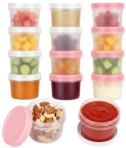 NUTKIT Frischhaltedosen, 12 Stück 200ml Gefrierdosen Set mit Deckel | Auslaufsichere Vorratsdosen mit Skalenmarkierung, Stapelbar & Luftdicht Wiederverwendbar Aufbewahrungsbox für Soßen Gewürze