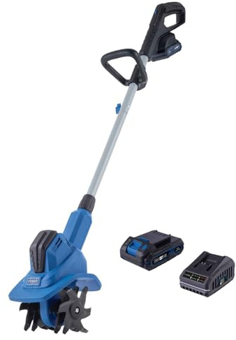 Scheppach Akku Motorhacke C-MT200-X Gartenfräse mit 20cm Arbeitsbreite | Arbeitstiefe 15,5cm | Drehzahl 6 Stufen / 4 Messer / 230min-1 | 20V-IXES-Serie | 10 Jahre Garantie | mit 2Ah Akku & Ladegerät
