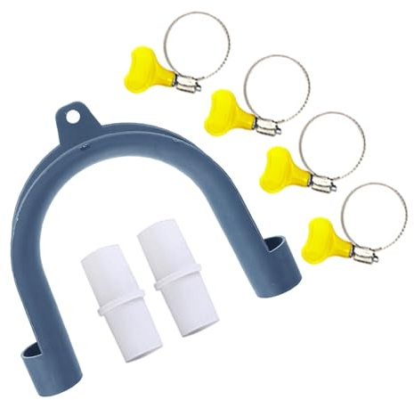 POPETPOP Washing Machine Drain Hose Holder Hook U Shape Plastic Support with Adapter and Clamps for Laundry Room, Easy Installation Keeps Laundry Area Dry and Tidy,