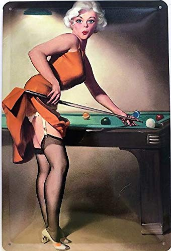 Blechschild 30 x 20 cm Pin Up Girl - Pool Billard - Deko7