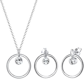 Elli Damen Schmuckset Kreis Cut Out Edel mit Kristalle