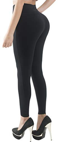 Butt Lifter Leggings with Internal High Rise Waist Fajas Powernet Supplex Zipper Levanta Cola Colombianos 402BB X-Large Black