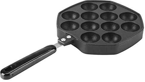 Sartén para bolas de panqueques, 12 Cavidades Aluminio antiadherente Takoyaki Grill Pan, Bolas de pulpo/Molde para hornear para hacer panqueques Negro, Placa Hornear Molde, 36 X 4cm