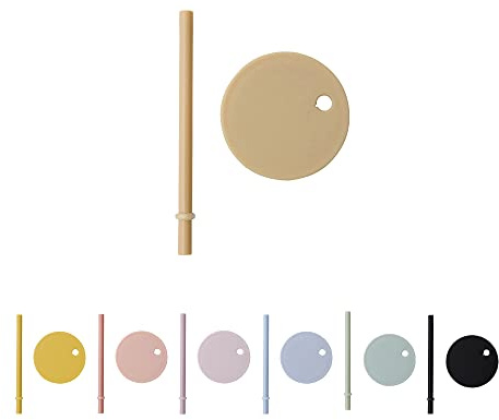 Design Letters Deckel mit Strohhalm für Baby und Kinder Trinkglas in Tritan (Beige) - BPA-frei, leicht zu trinken, hält den Strohhalm mit einem Stopfen an Ort und Stelle, spülmaschinenfest