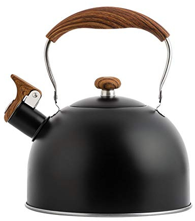 2,5 L Bouilloire À Siffle, Bouilloires À Thé en Inox, Théière À Sifflet Avec Poignée en Bois, Bouilloire avec Sifflet Fort