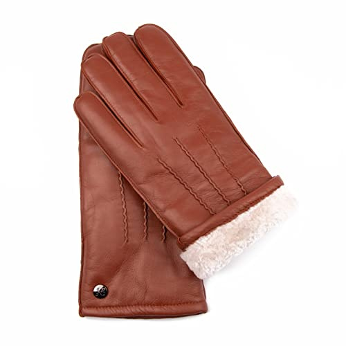 Hand Gewand by Weikert Mr. Prokop Exklusive Lederhandschuhe aus Lammnappa gefüttert mit 100% Merino Lammfell, schwarz, Lammfellhandschuhe Herren, warm