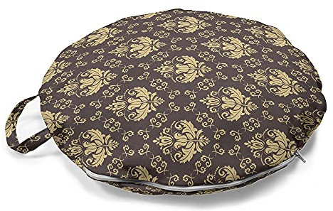 ABAKUHAUS marokkanisch Rundes Bodenkissen mit Griff, Oriental Klassik, dekoratives Kissen für Wohnzimmer & Schlafsäle, 45 cm, Warm Taupe Kamel