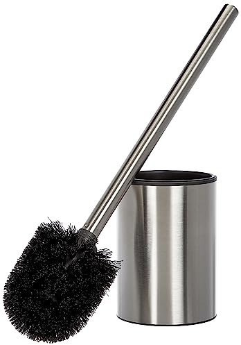TATAY Klobürste aus Edelstahl | Satinierte Oberfläche | Mit Innenbehälter | Modernes & Pflegeleichtes Design | Für Hygiene im Bad | Klobürste mit Halter | 9 x 9 x 37 cm