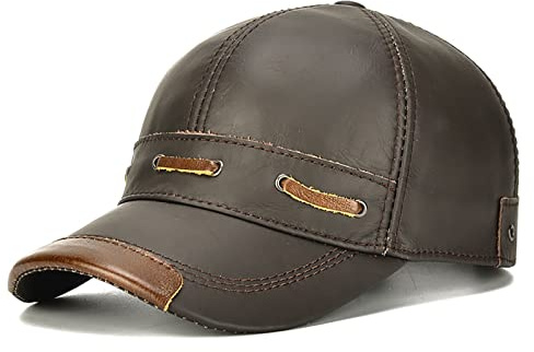 Baseball Cap Unisex Vintage Kappe Herren Damen Verstellbar Basecap Sonnenhut Leder Baseball Mütze für Sport Wandern Ausflug (Color : Coffee Color, Size : One Size)