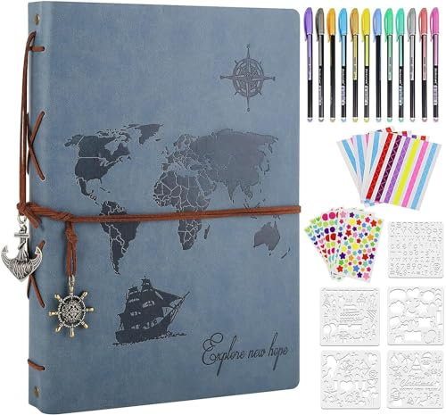 ZEEYUAN Weltkarte Fotoalbum Selbststaglten 60 Schwarze Seiten DIY Fotobuch Set Geschenk zum Muttertag Valentinstag Geburtstag und Weihnachten für Jugendliche Frauen Männer