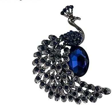 MAYIYAHO Neuankömmling Antik Silber Farbe Beschichtet Blau Kristall Pfau Vintage Brosche Pins