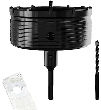 CSOOM Kit de scies cloche à béton avec 2 forets de centrage SDS Plus pour perçage électrique dans le béton, la maçonnerie et la pierre (taille 150 mm)