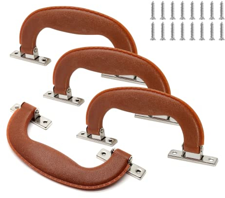 Piutouyar 14,4 cm Kunststoff-Gepäck-Kofferraum-Zuggriff, antiker Koffer-Seitenhalter für Aktentasche, Gepäck, Werkzeugkasten, Spieluhr, Braun (3 Stück)