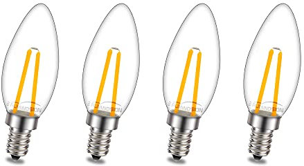 Ruiandsion E12 LED Birne 220V AC Warmweiß 2SMD LED Chips Ersatz für Kerzen Decken Hängende Dekorative Beleuchtung (Packung mit 4)