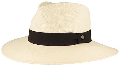 Breiter ORIGINAL Panama Hut, Strohhut, Sommerhut, mit UV Schutz 50+, Lederband-Garnitur, Silikon Verstärkung, Made IN Ecuador