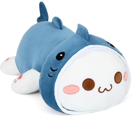 shownicer Peluche Gatto Squalo, Kawaii Giocattolo Morbido, Animali di Peluche Gattino, Bambola di Peluche Cuscino, Regalo per Bambini Ragazza 3+ Anni (Squalo Gatto, 30cm)