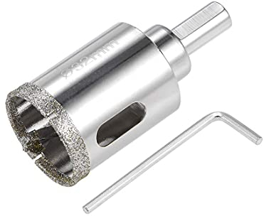 TOP-VIGOR 32mm Diamond Drill Bit Glass Hole Saw Set, Hollow Core Drill Bit with Spotting Drill Bit, Tile Hole Cutter Set Core Drill Bits Center Pilot for Ceramics Porcelain Tile Bottles Pots Brick