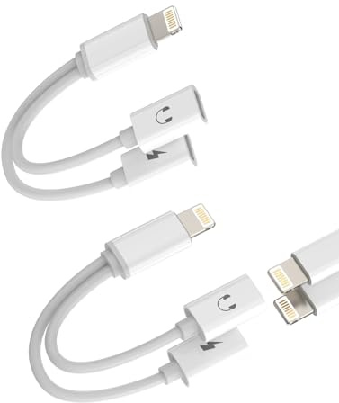 iPhone Aux Adapter Lightning Klinke Schnellladegerät Audio 2in1(2Pack) Doppel Stecker Kopfhörer Ladekabel Netzteil Splitter Apple MFI Fast Charger Zubehör für 14 13 12 11 Pro Max X XS SE 8 7 ip-BFX