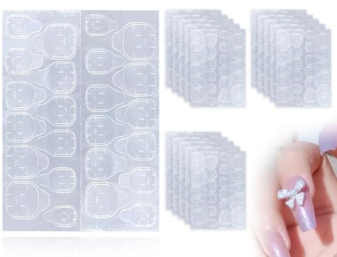 KAPSING 15 Blatt Nagelkleber Aufkleber, Transparent Nagel Adhesive Tabs, Doppelseitiger Press On Nails Klebepads, 360 Stück Nagel Stark Klebepads