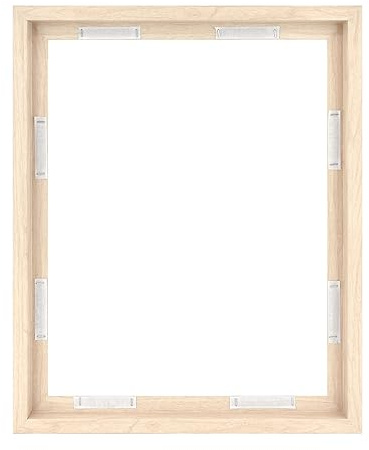 MCS Canvas Float Frames 16x20 Frame, Natural Woodgrain for Finished Canvases, Vertical & Horizontal Wall Hanging Large with Adhesive for Canvas Paintings (1-Pack)