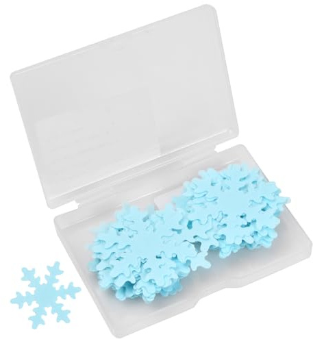 volumoon Essbare Schneeflocken Tortendeko, 50 Pcs Schneeflocke-Kuchen-Dekor, Schneeflocken Muffin Cupcake Deko,Blau Kuchen Deko,Bunte Oblatenpapier Dekoration für Partybedarf, Geburtstag (Blau)