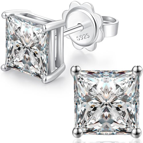 jiamiaoi 18 Karat Weißgold plattiert Glänzend Ohrringe Silber 925 Stecker, 4mm-8mm 4A+ Zirkonia Ohrstecker Herz Ohrringe Fur Damen Herren