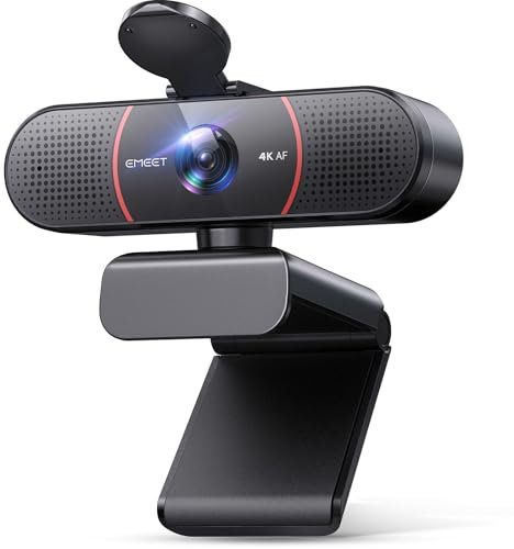 EMEET 4K Webcam für PC, C960 4K UHD Web Cam mit Objektivabdeckung & Dual Mikrofon，73 ° Streaming Kamera mit Automatische Lichtkorrektur, Plug & Play Webcam, USB Web Cam Ideal für Zoom/Teams