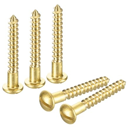 sourcing map Lot de 60 vis à bois M3,5 x 25 mm à tête ronde fendue en laiton auto-taraudeuses pour le travail du bois
