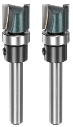 sourcing map 2pcs Pattern Flush Trim Router Bit 1/4 Shank 15/32 Cutting Length 1/2 Cutting Dia with Top Bearings Straight Precise Cutting Woodworking Milling Cutter Tool for Edge Trimming