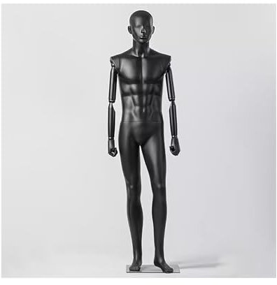 Schaufensterpuppe Männlich Männliche Schaufensterpuppe, mattschwarzer Torso mit Sockel, Kleiderform, Puppenkörper, Metallsockel für Bekleidungsgeschäft, Schlafzimmer ( Size : L )