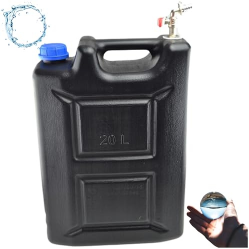 Bidon à eau 20 l en plastique noir, réservoir d'eau avec robinet pour camping, bidon d'eau potable, réservoir d'eau en plastique pour la maison, le jardin, la voiture, camping, fermeture étanche