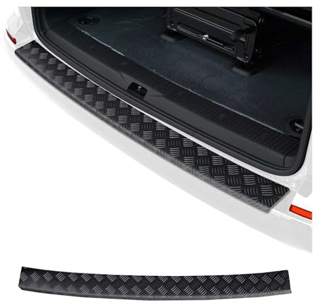 OMAC Ladekantenschutz für VW T5 T6 Multivan 2003-2024 Aluminium Schwarz | Transporter Multivan Caravelle Hecktüren Doppelflügeltür Alu Schwarz A015999, Stoßstangenschutz, fahrzeugspezifische Passform