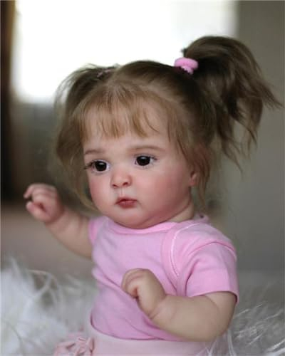 Zero pam Lebensechte Babypuppen Reborn Baby Mädchen 19 Zoll Reborn Puppen Lebensecht Stellbar Babypuppen Wie Echt Mit Zubehör Und Gerooteten Haaren Für Kinder Ab 3 Jahren