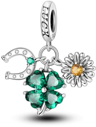 Parmuz 925 Sterling Silber Charms für Armband Frau Liebe Herz Böses Auge Gänseblümchen Blume Anhänger Perlen für Halskette Hund Katze Charme Schmuck Geschenk für Sie