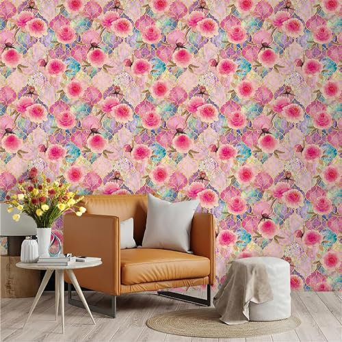 Selbstklebende Tapete Lila Gold Pink Strukturtapete Wandtattoo Schlafzimmer Tapete Selbstklebend Vliestapete Wallpaper for Living Room Tapeten Langlebig Wandschutzfolie 45x600cm