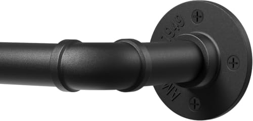 DEFYNEE Curtain Poles for Eyelet Curtains, 80-152cm Black | Curtain Pole Metal 25mm Diameter, Adjustable Industrial Curtain Rod, 15kg Load, Heavy-duty, Wall/Ceiling mount