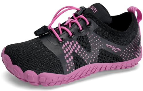 WateLves Barfussschuhe Kinder Mädchen Barfußschuhe Wasserschuhe Aqua Badeschuhe für Strand Pool Schnell Trocknen Wassersport Rrutschfester(Schwarze Rose 32)