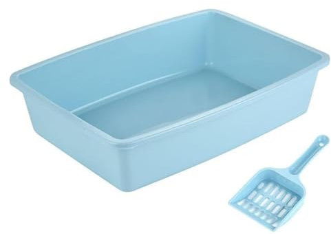 LULUMAIC Katzentoilette, Katzentoilette, Katzentoilette, Kunststoff-Katzentoilette mit Streuschaufel, große Katzentoilette, geeignet für Kätzchen, für Kätzchen bis hin zu älteren Katzen,