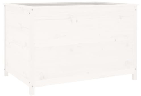 Gartenschrank Hochbeet Balkon Gitter Blumenkasten Balkon - Hochbeet Weiß 119,5x82,5x78 cm Massivholz Kiefer für Hinterhof Draußen Balkon Garten