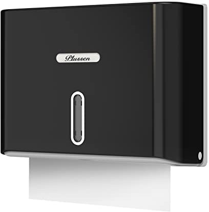 PLUSSEN Dispensador de Toallas de Papel Plegable en Z, para baño y Cocina, Capacidad de Plegado múltiple, 200 Hojas (Negro 6007)