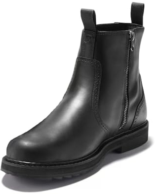 Herren Chelsea Boots mit Seitlicher Reißverschluss Wildleder Desert Boots wasserdichte Rutsch Landstiefel,Schwarz,44 EU