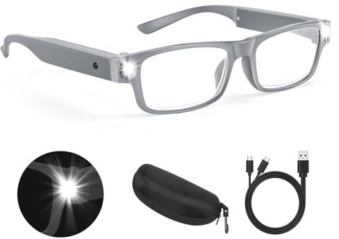200% Magnifying Glasses with Light,USB Rechargeable LED Lighted Magnifying Eyewear,Hands Free Head Magnifier Eyeglasses for Close Work,Hobbies,Reading,Craft,Jewellery,Sewing Seniors