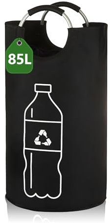 QYRDBGY Pfandflaschen Sammelbehälter, Groß Leergut Sammelbehälter Faltbar Flaschensammler Pfandbehälter mit Aluminium Soft Griff für Behälter Leergut und Pfandflaschen Aufbewahrung, 85L