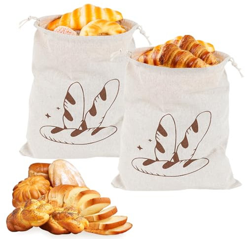 2-Pack Reusable Bread Bags for Homemade Bread – Storage Bags with Drawstring Closure,30x40 cm