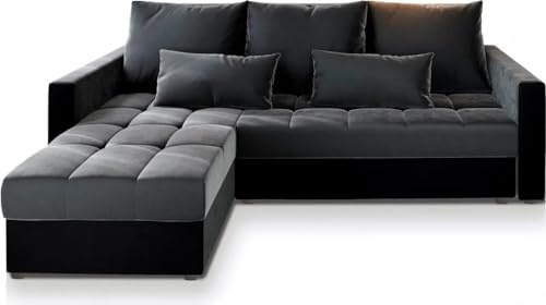 Masseno Ecksofa KOS PIK mit Schlaffunktion L-Form, Sofa mit Bettkasten, Wohnzimmersofa, Couch, Soffa, Bettsofa, Couchgarnitur- Braun, Paros 06 + Kronos 07