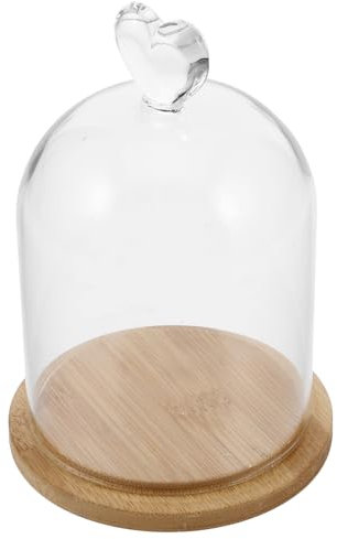 BESTonZON Cloche Verre Transparente avec Socle Bois pour Fleurs Bougies Parfumées Médailles Et Photos Décoration Élégante pour Maison Événements