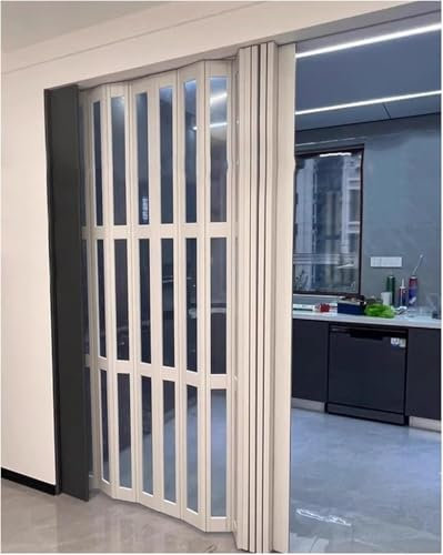 GLFNB Porte Pliante pour Salle de Bain, Cuisine, cloison de séparation, barrière de Douche rétractable avec Panneaux en Acrylique et poignée, Largeur 50-180 cm (Blanc, L x H 55 x 80 po (138,5 x 20