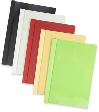 RAYSON Lot de 5 couvertures de reliure thermique, 5 couleurs, 55 feuilles, capacité 6 mm, A4, en 5 couleurs (noir/blanc/rouge/vert clair/jaune clair)