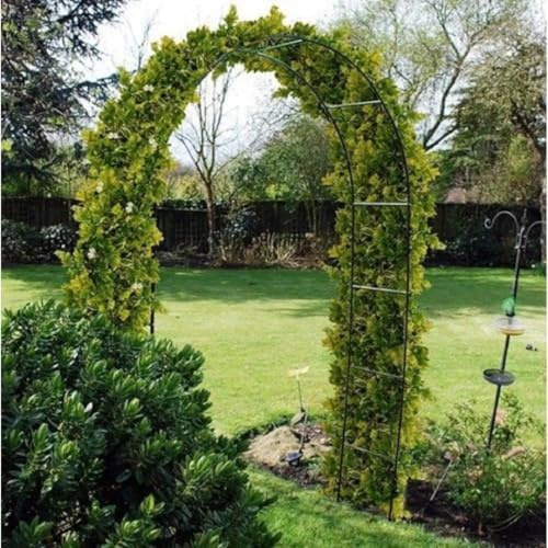 Garden Mile 2pc Heavy Duty 2.4M Garden Arbour Steel Frame Garden Arch - Large, Strong Weather Resistant Metal Climbing Plants Indoor Outdoor Support Arches for Roses, Climbers